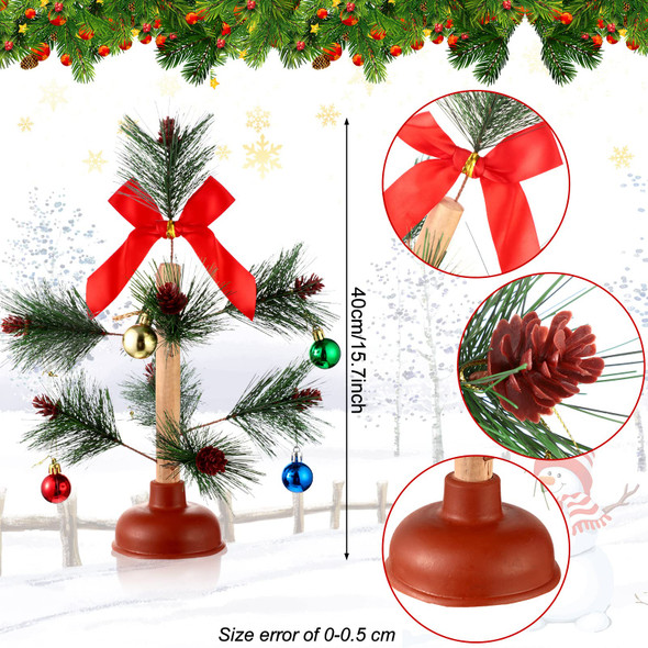 2 Pieces Christmas Tree Plunger White Elephant Dirty Santa Plunger Funny Toilet Humor Christmas Gag s for White Elephant Party Xmas Ornament Decor