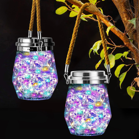 Solar Lantern, Hanging Solar Lights Outdoor Waterproof 2 Pack, d 60 LED Lanterns Decorative Outdoor, Garden Decor for Patio Path Backyard Christmas Halloween, Multicolor