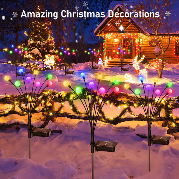 KELME 8 Pack Christmas Decorations Outdoor, 64 LED d Colorful Firefly Solar Christmas Lights Outdoor, Bright Swaying Solar Outdoor Christmas Decorations Christmas Decor for Garden Yard Party