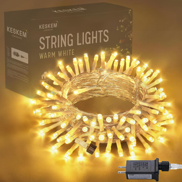 33ft 100 LED Warm White Christmas String Lights - Twinkle Lights for Indoor and Outdoor Tree Decorations, Bedroom and Living Room Ambiance Lighting, Holiday Party Decor 33ft 100 LED Warm White Christmas String Lights - Twinkle Lights for Indoor and Outdoor Tree Decorations, Bedroom and Living Room Ambiance Lighting, Holiday Party Decor