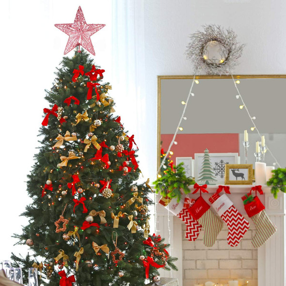 KESYOO Chritmas Glitter Star Tree Topper Exquisite Iron Star Tree Topper Ornament Metal Christmas Tree Decor for Home Bar Xmas Tree Decor(Pink)