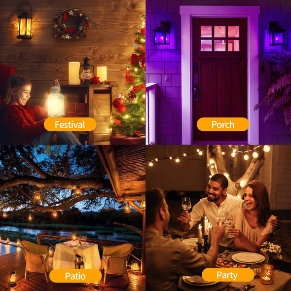 Orange Purple LED Flame Light Bulbs, Fire Light Bulb, Flickering Light Bulbs 4 Modes with Gravity Sensor, E26 Base for Halloween, Christmas,Porch, Patio, Party, Indoor Outdoor Decoration