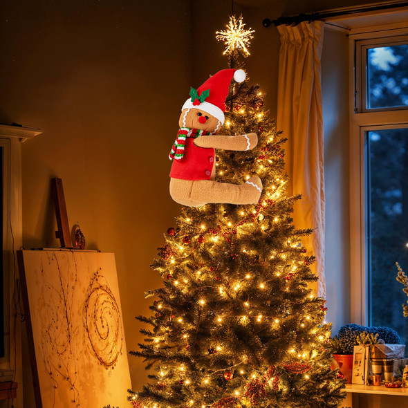 Gingerbread Christmas Tree Topper Decorations,Gingerbread Ornament Doll Tree Hugger Decor for Curtain Wine Bottle Christmas Tree Holiday Home Decor, 11" x 15" Gingerbread Christmas Tree Topper Decorations,Gingerbread Ornament Doll Tree Hugger Decor for Curtain Wine Bottle Christmas Tree Holiday Home Decor, 11" x 15"