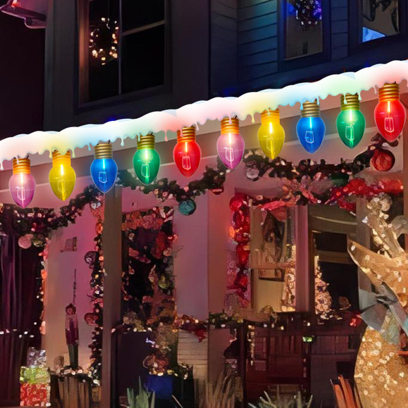 16FT Jumbo Christmas Lights Outdoor,C7 Giant String Lights Christmas Outdoor Hanging Lights with 10 Large Clear Multicolor Bulb for Holiday Home Roof Yard Garden Decorations
