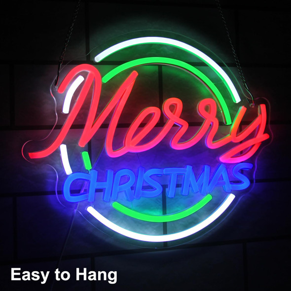 Merry Christmas Neon Sign Neon Christmas Lights Dimmable Merry Xmas LED Neon Light Sign Colorful Letters Neon Light Up Signs for Bedroom Bar Xmas Party Christmas Eve Decor s