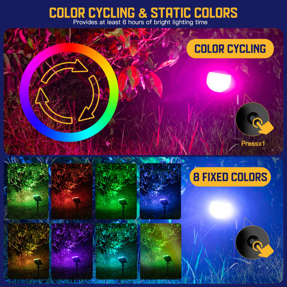 Kyosho Solar Color Spot Lights Outdoor, 9 Lighting Modes Halloween Christmas 38 LEDs Color Changing Tree Pool Outdoor Lights, Waterproof RGBW Multicolor Solar Spotlight , 2 Pack