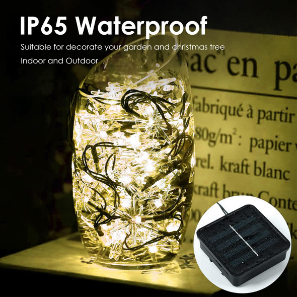 Fairy Lights Solar Powered Outdoor Waterproof IP65 Christmas Lights with 50 LED Snowflake Hanging Light for Backyard Porch Balcony Party Decor, Wedding,Party,Camping (Warm White)