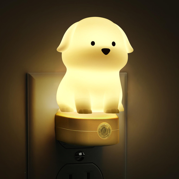 L LOHAS LED Plug in Night Light for Kids, 3D Cute Puppy Night Light with Dusk to Dawn Sensor, RGB+Soft White 3000K Dog Night Light, Christmas Birthday Nightlight for Kids, Room Decor