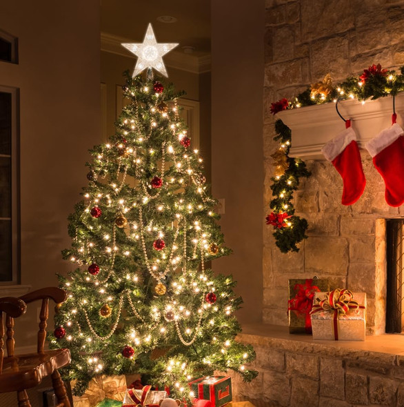 Christmas Tree Topper,Star Tree Topper(9 Inch 10 Lights Clear Colour)