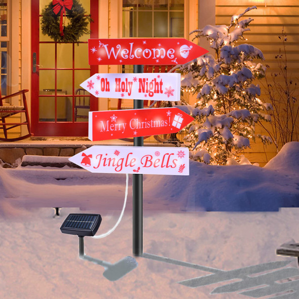 Christmas Solar Pathway Sign Lights, 37” Large LED Garden Stake Yard Sign Light, Xmas Waterproof Outdoor Lighting Welcome Merry Christmas Signs Decor for Path Road Patio Lawn Home