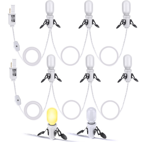 Accessory Cord with 3 LED Light, 8 Ft Halloween Christmas Village Cord Lights Bulb Accessories, Warm White LED Light Bulb for Halloween Blow Mold Light Replacement House Ceramic Trees(2 Pack)