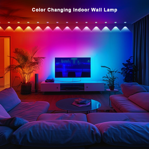 RGB String Downlights, 90ft with 60 LEDs Indoor Wall Light, Smart LED String Lights Works with with App & Remote Control, Color Changing Wall Lamp for Party, Christmas, Music Sync (White)