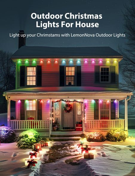Permanent Outdoor Lights, 100ft RGB Outdoor Christmas Lights with 72 LED Lights, IP67 Waterproof LED Eaves Lights with DIY Scene Modes for Halloween Decor, Smart APP & Remote Control