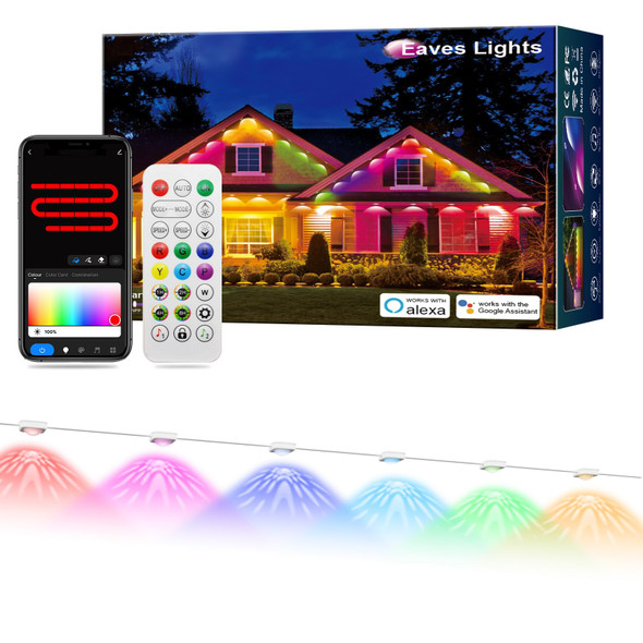 Permanent Outdoor Lights, Smart RGB Outdoor Lights with DIY Scene Modes, 100ft with 72 LED Eaves Lights Waterproof Starry Outdoor Lights for Christmas Hourse Decor, Work with Alexa & Google Assistant Permanent Outdoor Lights, Smart RGB Outdoor Lights with DIY Scene Modes, 100ft with 72 LED Eaves Lights Waterproof Starry Outdoor Lights for Christmas Hourse Decor, Work with Alexa & Google Assistant