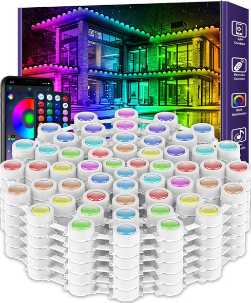 300FT Permanent Outdoor Lights,RGB Eaves Lights with App Control Remote,DIY Scene Modes IP67 Waterproof Outdoor Under Eave Lighting,Outdoor Lights for Outdoor Decor,Garden Decor,House,Party,Holiday
