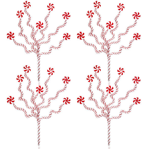 Leyndo 4 Pcs Set Red White Christmas Tree Decorations Candy Cane 11.8 Inch Candy Curly Picks Lollipop Christmas Tree Topper Sticks Ornaments Christmas Tree Decor for Xmas Tree Home(7 Lollipop Set)