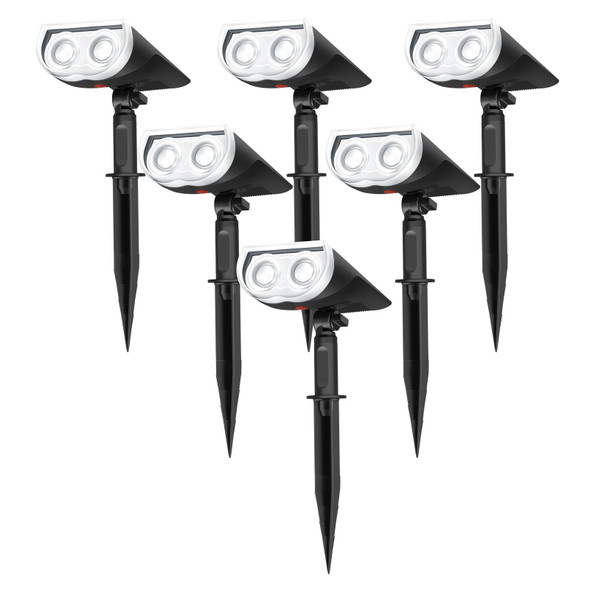Linkind Solar Lights Outdoor, 350LM Outdoor Solar Spot Lights, Waterproof Christmas Decorations Lights for Garden, Yard, Landscape and Walkway, White, StarRayS (6 Pack, Daylight)