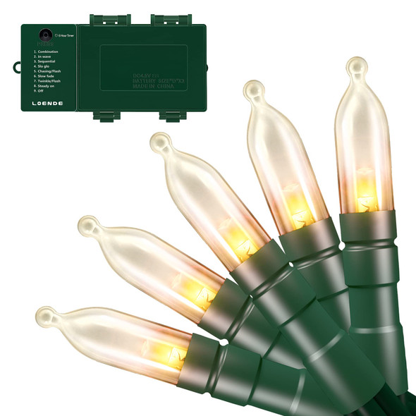 Christmas Lights with Timer Battery Operated String Lights 200 LED 8 Modes String Lights Clear Mini Light Set for Wedding Party Home Garden Wreath, Waterproof, Warm White