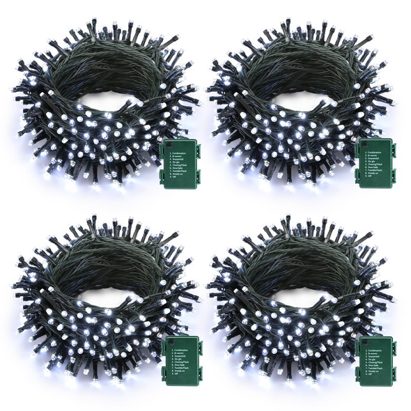 Lomotech Battery Operated Christmas Lights - 4 Pack Total 66ft 200 LED Battery String Lights 8 Modes Waterproof with Timer for Home, Garden, Party, Holiday, Christmas Tree Decoration (White) Lomotech Battery Operated Christmas Lights - 4 Pack Total 66ft 200 LED Battery String Lights 8 Modes Waterproof with Timer for Home, Garden, Party, Holiday, Christmas Tree Decoration (White)