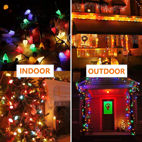LORRYTE Multicolor Extendable 50 LED 49ft Waterproof C9 LED Christmas Lights Indoor Outdoor, Super Bright C9 Christmas String Lights for Tree, Patio, Easter, Christmas Decoration (Multicolor)