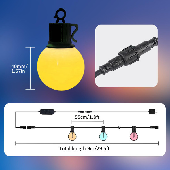 Outdoor Patio Lights RGB String Lights: Waterproof with Remote Control LED Outdoor String Lights - 33FT Christmas Halloween String Lights - Outdoor Color Changing Lights with 15 Shatterproof Bulbs