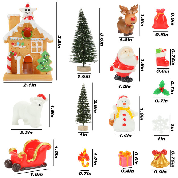 LovesTown Christmas Miniature Figurines for Crafts, 25 PCS Christmas Miniature Ornaments Kit Snowman Christmas Fairy Resin Ornaments Pine Tree for Christmas Garden LovesTown Christmas Miniature Figurines for Crafts, 25 PCS Christmas Miniature Ornaments Kit Snowman Christmas Fairy Resin Ornaments Pine Tree for Christmas Garden