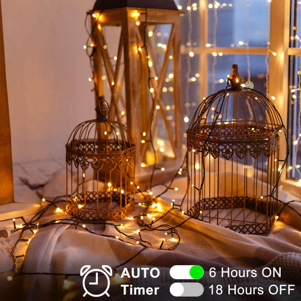 2 Pack Battery Operated String Lights, 23ft 70 LED String Lights with Auto Timer 8 Modes Outdoor Waterproof Twinkle Fairy Lights for Wedding Party Wreath Tree Decoration (Warm White)