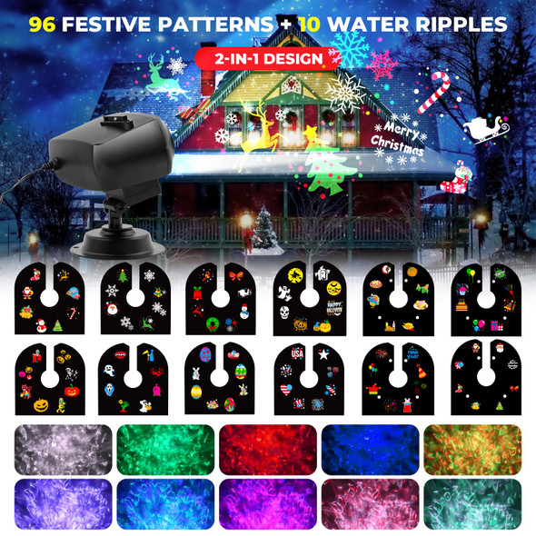est Designed Halloween Christmas Projector Lights Outdoor Waterproof,15W Brighter HD Ocean Wave Effect,12 Slides 96 No Fade Pictures for Thanksgiving, Year LED Projector Decoration est Designed Halloween Christmas Projector Lights Outdoor Waterproof,15W Brighter HD Ocean Wave Effect,12 Slides 96 No Fade Pictures for Thanksgiving, Year LED Projector Decoration
