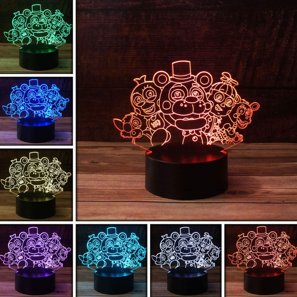 Five Nights 3D Night Light for Kids, 16 Colors Illusion Table Lamp with Remote Control, USB Rechargeable Dimmable Bedside Desk Light for Children Christmas s Birthday Bedroom Decoration