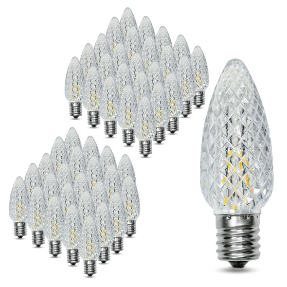 50Pack C9 Replacement LED Light Bulbs, Strawberry Christmas Bulb 2700K Soft White Shatterproof & Waterproof Outdoor String Light Bulbs, E17 Candelabra Base Edison Bulbs for Holiday Decoration