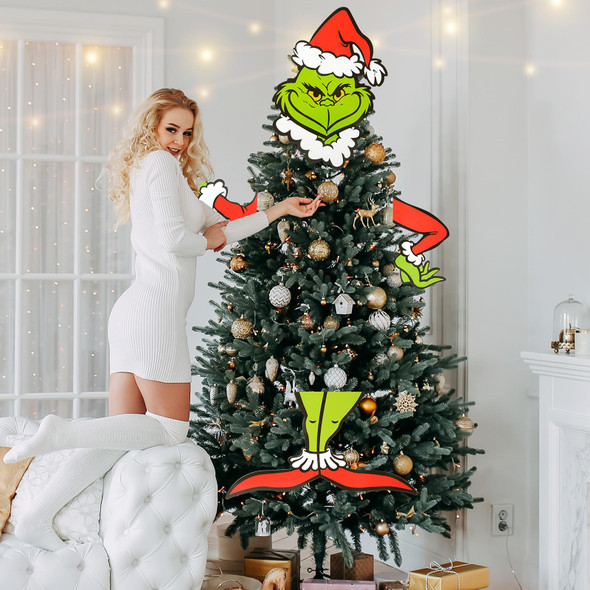 Christmas Tree Topper Decor - Christma Decor for Fence Garage Holiday Xmas Home Party Decor