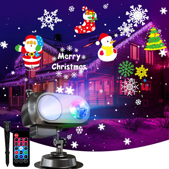 Minetom Christmas Projector Lights Outdoor 20 HD Effects (3D Ocean Wave + Patterns) Waterproof with Timer Landscape Lights for Indoor Holiday Halloween Christmas Night Disco Party, RGB + Multicolor