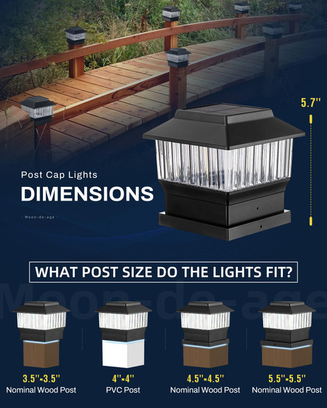 RGB&Warm Solar Post Cap Lights 50 Lumen, Outdoor 4x4 3.5x3.5 4.5x4.5 or 5.5x5.5 Led Fence Deck Patio Garden Post Lights for Christmas Halloween Parties(Black, 6 Pack)