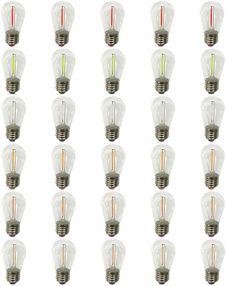 30 Pack LED Color Bulb S14 1W, LED String Light Replacement Bulb for Home Decor Christmas,Holiday,Party,Wedding