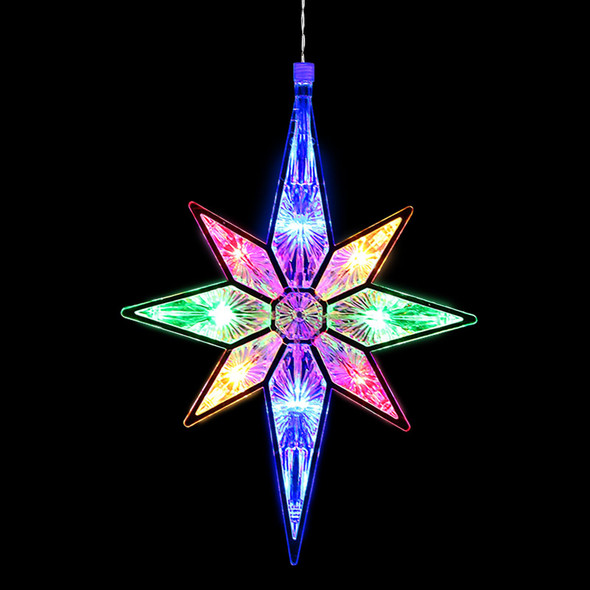 Mudder 10.8 Inch Christmas Window Star Lights Plastic Lighted Star Tree Topper Decoration Large Hanging Stars Christmas Window Lights LED Star Window Silhouette Decoration (Rainbow Color,1 Piece)