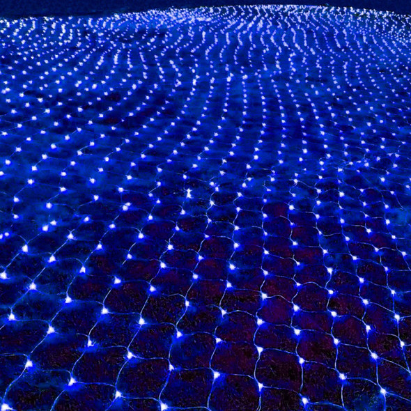 Christmas Net Lights Outdoor Mesh Lights 9.8ft x 6.6ft 198 LED Blue Net Lights Plug in 8 Modes Connectable for Garden Lawn Bushes Halloween Decorations