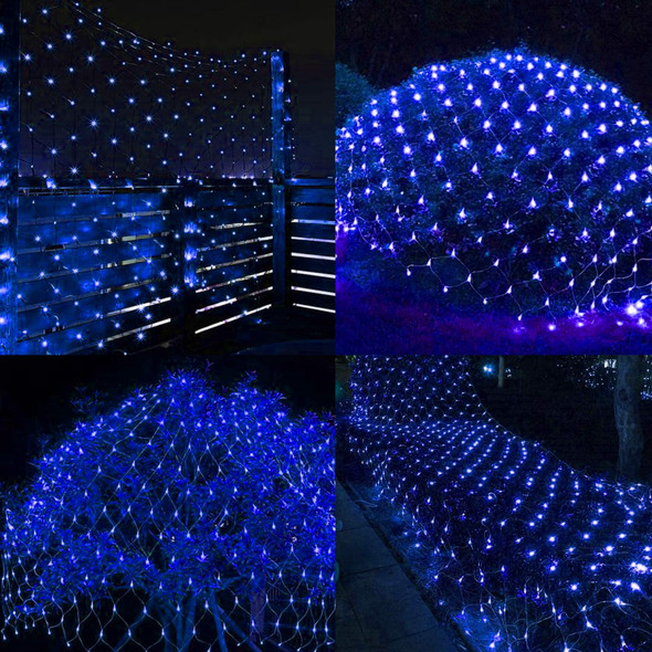 Christmas Net Lights Outdoor Mesh Lights 9.8ft x 6.6ft 198 LED Blue Net Lights Plug in 8 Modes Connectable for Garden Lawn Bushes Halloween Decorations