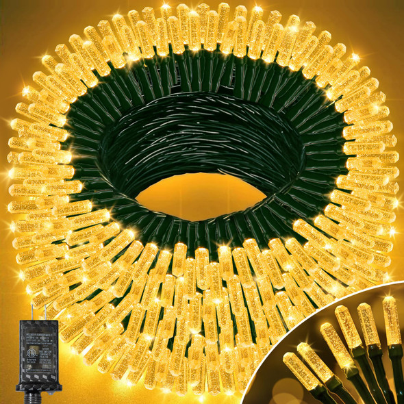 d Christmas Tree Lights, 158 FT 480 LED String Lights Green Wire with 8 Modes, Timer and Memory, Plug in Outdoor Waterproof Twinkle Lights for Indoor Yard Xmas Holiday, Warm White
