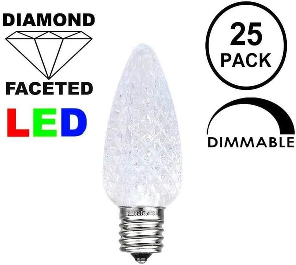 Novelty Lights 25PK C7 LED Faceted Ultra Bright Dimmable Outdoor Christmas Light Replacement Bulbs LED Replacement Bulbs, Led Bulbs, Outdoor Light Bulbs String Light Bulbs (Pure White) Novelty Lights 25PK C7 LED Faceted Ultra Bright Dimmable Outdoor Christmas Light Replacement Bulbs LED Replacement Bulbs, Led Bulbs, Outdoor Light Bulbs String Light Bulbs (Pure White)
