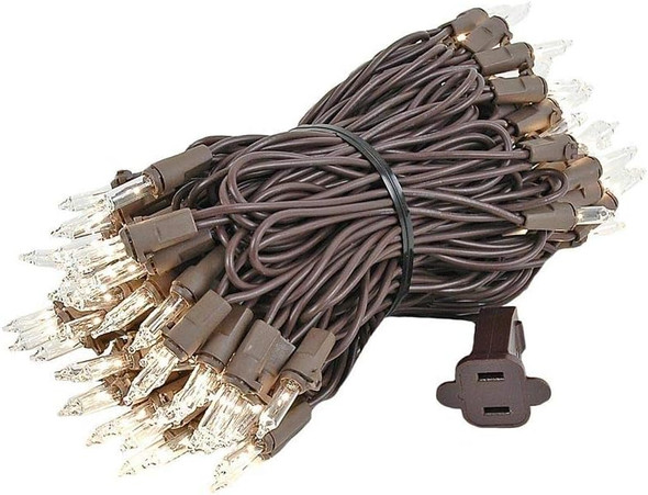 ‎Novelty Lights 34FT 100 Commercial Christmas Lights, Tree Lights Indoor Commercial Grade Incandescent Bulbs With Clear Vintage Filament, Tree Lights Outdoor Mini Lights (Brown Wire)
