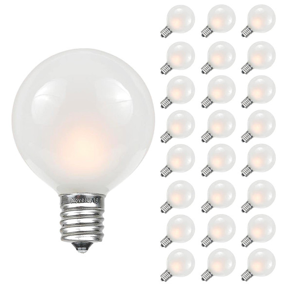 Novelty Lights 25 Pack G40 Frosted White Outdoor Globe Bulbs, Light Bulbs Glass Incandescent Bulbs With 3000 Hour Lifespan, Globe String Lights Replacement Bulbs Novelty Lights 25 Pack G40 Frosted White Outdoor Globe Bulbs, Light Bulbs Glass Incandescent Bulbs With 3000 Hour Lifespan, Globe String Lights Replacement Bulbs