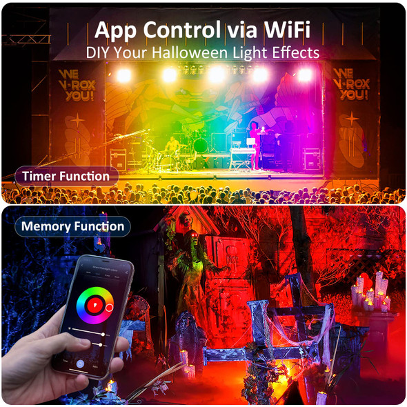 NOVOSTELLA LED Flood Lights Outdoor, 30W RGB Smart LED Flood Lights, Second-Generation WiFi Landscape Lighting Stage Dimmable Color Changing Uplight, IP66 Waterproof, Work with Alexa, 4 Pack.