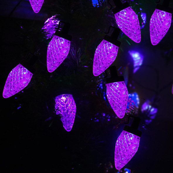 C9 Christmas Lights Outdoor Christmas Decorations,31Ft 50 LED Purple Christmas Lights Outdoor Waterproof, 8 Modes Purple Lights for Halloween Christmas Yard Patio Party Decor