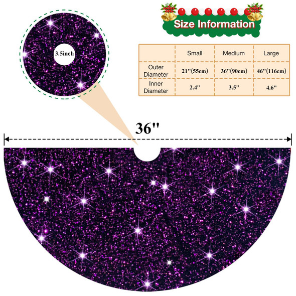 Purple Tree Skirt Velvet Christmas Tree Skirt 36 Inch Tree Skirt Sequin Christmas Tree Collar Purple Tree Skirt for 6FT Tree Halloween Christmas Tree Skirt Glitter Tree Skirt Rug Decorations