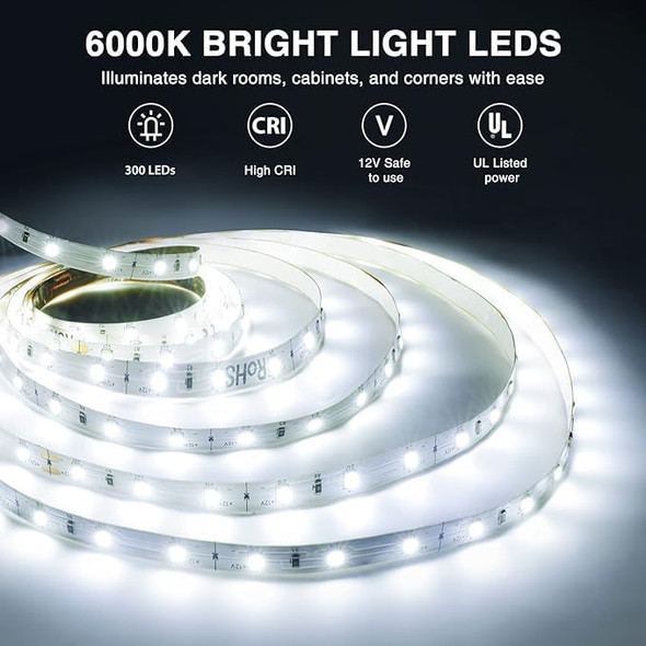 Onforu LED Light Strip,16.4ft Dimmable LED Tape Light, 6000K Daylight White Strip Lighting, 300 LEDs Flexible Vanity Mirror Light, 5M 12V Ribbon Rope Light for Bedroom, Under Cabinet,Kitchen Onforu LED Light Strip,16.4ft Dimmable LED Tape Light, 6000K Daylight White Strip Lighting, 300 LEDs Flexible Vanity Mirror Light, 5M 12V Ribbon Rope Light for Bedroom, Under Cabinet,Kitchen