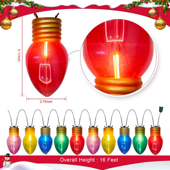 C7 Bulbs Christmas Lights, 5Ft Multicolor Strawberry String Light with 10 Multicolor LED Bulbs- C7 Christmas Lights for Outdoor, Indoor, Garden, Yard, Party, Home, Christmas Tree Decorations