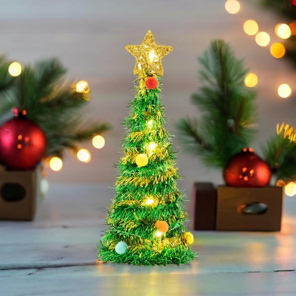 Lighted Tabletop Christmas Tree with Star Topper and Mini Christmas Table Tree