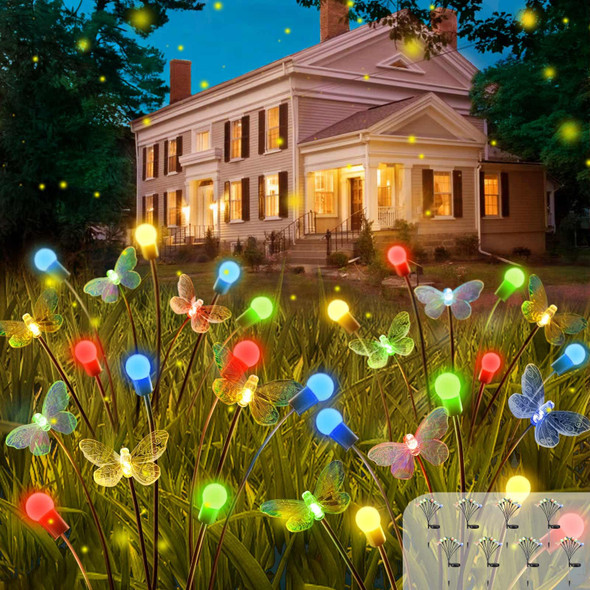 (Warm White ⇋ Multicolor)8Pack 64LED Solar Christmas Lights Outdoor - Solar Firefly Lights,Solar Swaying Light, Sway by Wind,Solar Fairy Lights Waterproof Butterflyfor Pathway Christmas Decoration (Warm White ⇋ Multicolor)8Pack 64LED Solar Christmas Lights Outdoor - Solar Firefly Lights,Solar Swaying Light, Sway by Wind,Solar Fairy Lights Waterproof Butterflyfor Pathway Christmas Decoration