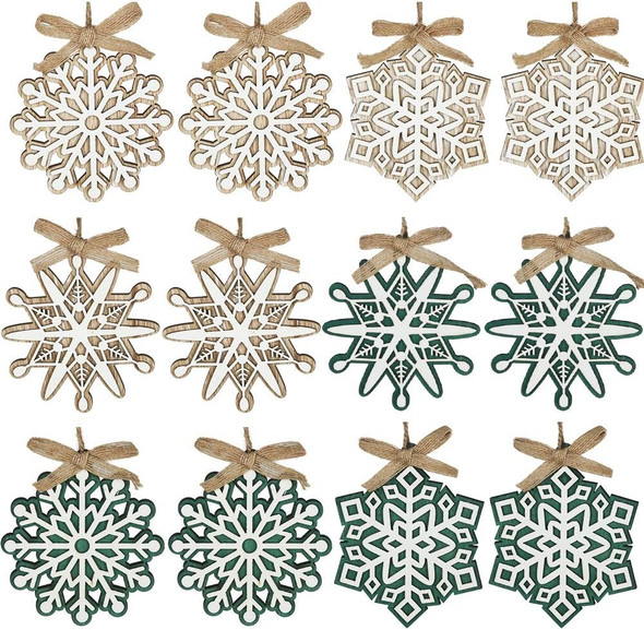 Partbus 12Pcs Snowflake Christmas Wood Cutouts, Unfinished Wooden Snowflakes Ornaments Embellishments for Xmas Decor, Christmas Tree Decorations with Drawstrings DIY Crafts Partbus 12Pcs Snowflake Christmas Wood Cutouts, Unfinished Wooden Snowflakes Ornaments Embellishments for Xmas Decor, Christmas Tree Decorations with Drawstrings DIY Crafts