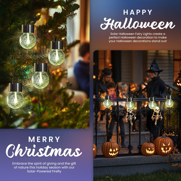 Hanging Solar Lights Outdoor, d Moving Led Beads,Solar Powered Waterproof Lighting,8 Pack Hanging Globe Solar Lights for Garden Yard Patio Fence Christmas Decoration (Warm White)
